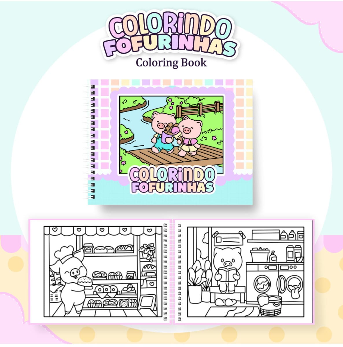 Kit Colorindo Book Digital com 3 Capas e Miolo em PDF e PNG 3 Kit Colorindo Book Digital com 3 Capas e Miolo em PDF e PNG - Imagem 3