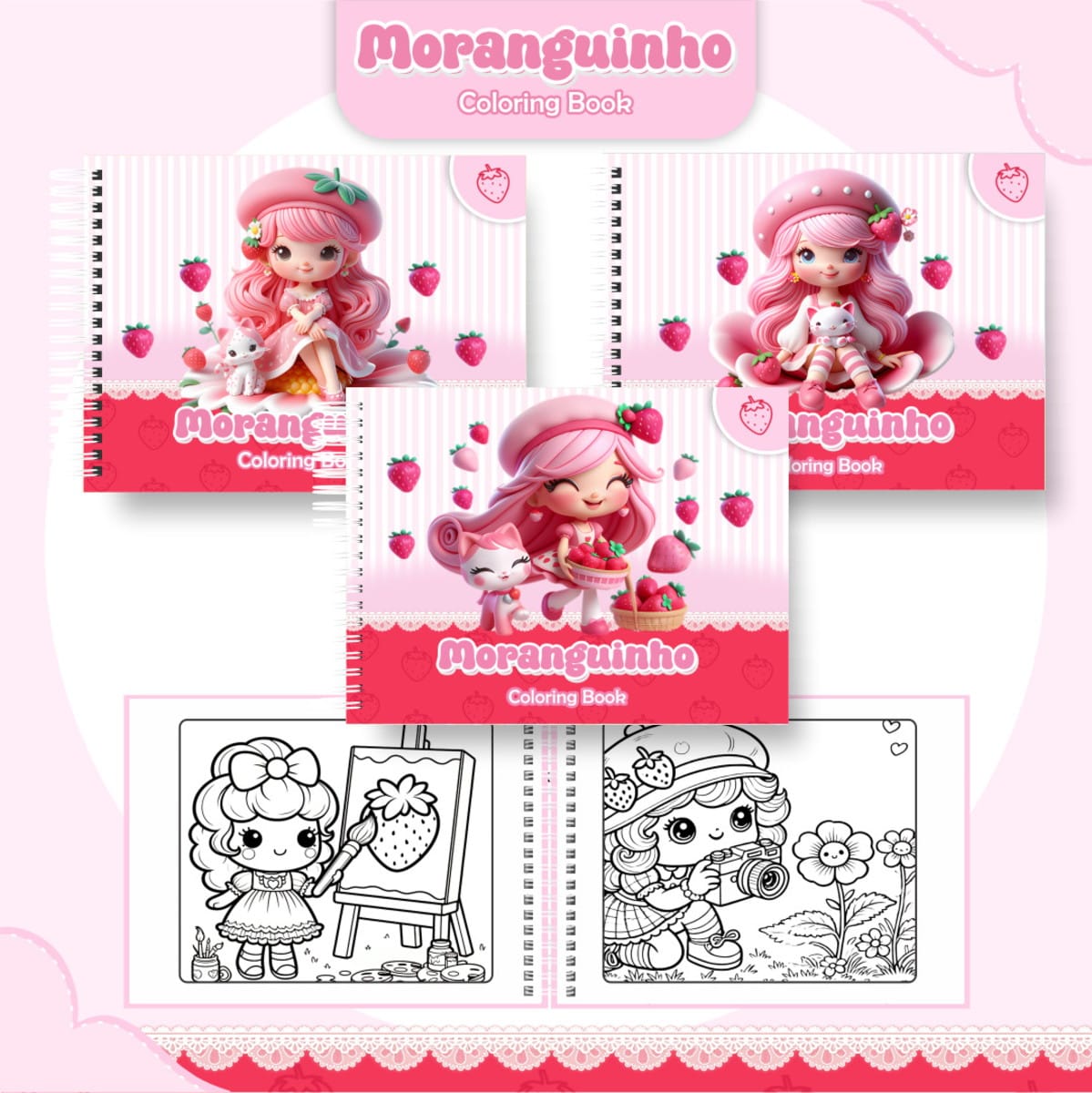Kit Colorindo Book Moranguinho para Imprimir em PDF e PNG 1 Kit Colorindo Book Moranguinho para Imprimir em PDF e PNG