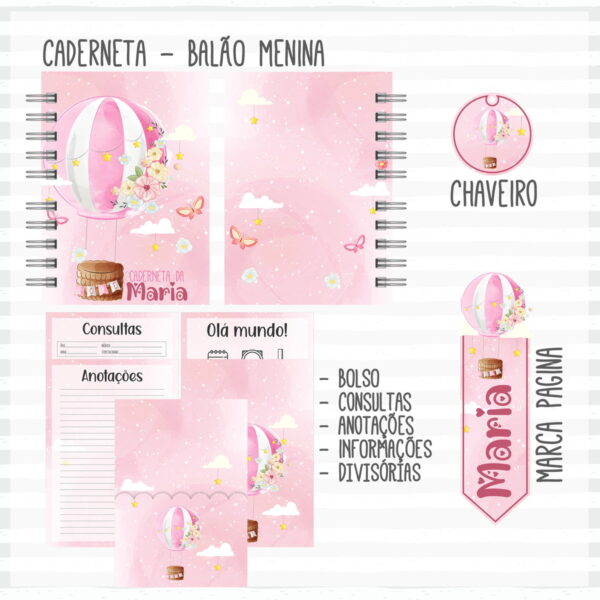 Kit Completo do Bebê Balão Menina - Arquivo Digital