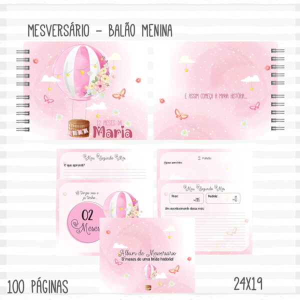 Kit Completo do Bebê Balão Menina - Arquivo Digital