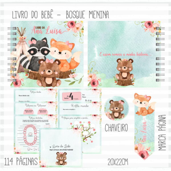 Kit Completo do Bebê Bosque Menina - Arquivo Digital