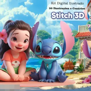 Kit Completo Stitch 3D para Cartonagem e Encadernacao
