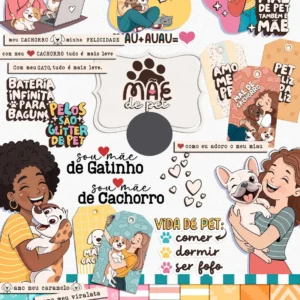 Kit Criativo De Dia Das Maes Com Tema Pets Em Png 2
