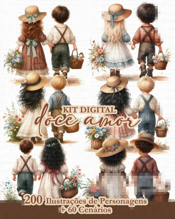 Kit de Artes Digitais Doce Amor em PNG