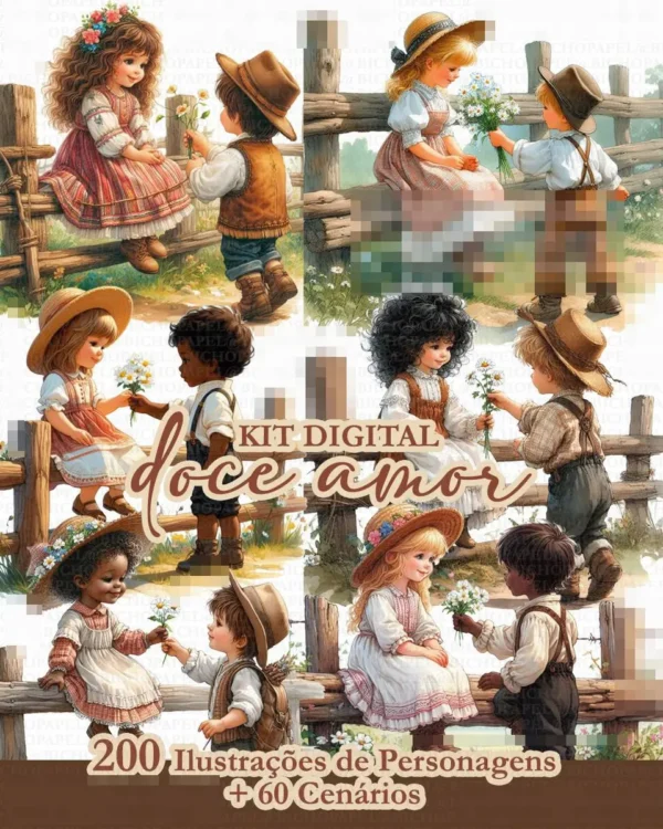 Kit de Artes Digitais Doce Amor em PNG