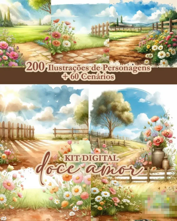 Kit de Artes Digitais Doce Amor em PNG