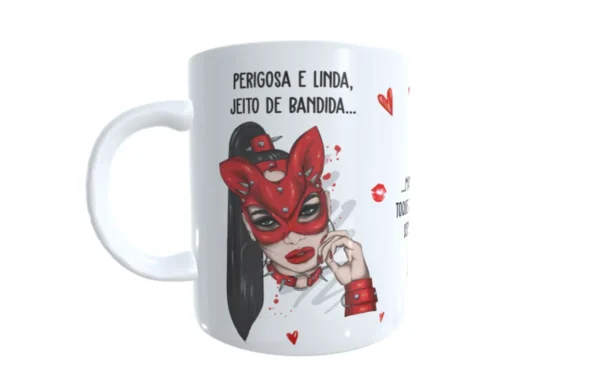 Kit de Artes para Canecas com Tema Perigosa e Linda
