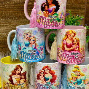 kit de artes para canecas dia das maes princesas