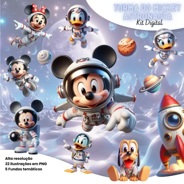 Kit de Design Mickey Espacial - Arquivos em PNG