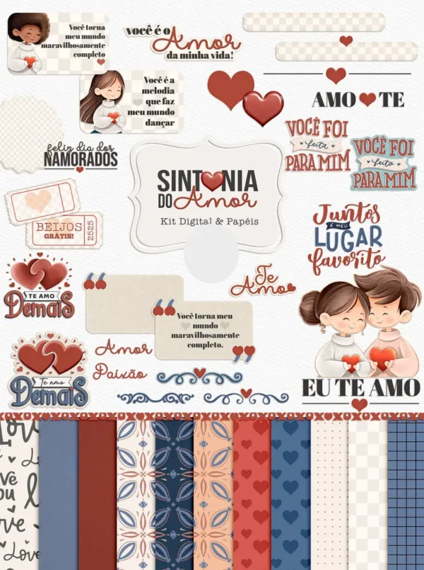 Kit de Design para Scrapbooking Amoroso