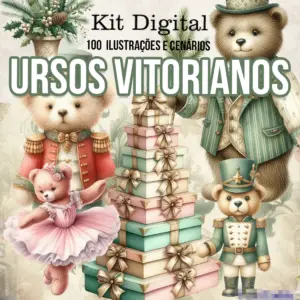 Kit de Ursinhos Vitorianos PNG Scrapbooking e Cartonagem
