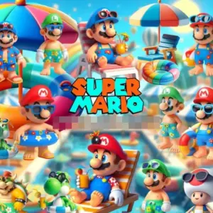 Kit Digital 3D Super Mario para Pool Party em PNG