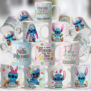 kit digital artes caneca pascoa stitch em cdr png e jpg