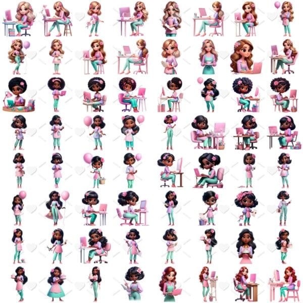 Kit Digital Artesa Empreendedora 3d Cute Ilustracoes Png 2