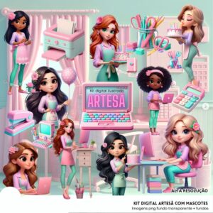 Kit Digital Artesa Empreendedora 3d Cute Ilustracoes Png 4