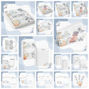 kit digital astronauta aquarela com caderneta e livro do bebe