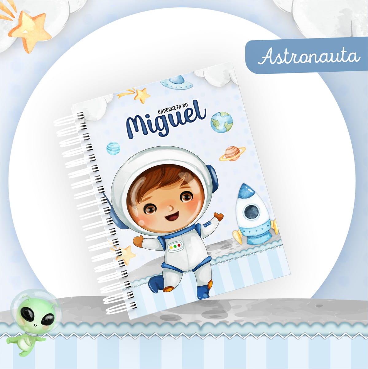 Kit Digital Bebê Astronauta Aquarela para Encadernação 3 Kit Digital Bebê Astronauta Aquarela para Encadernação - Imagem 3