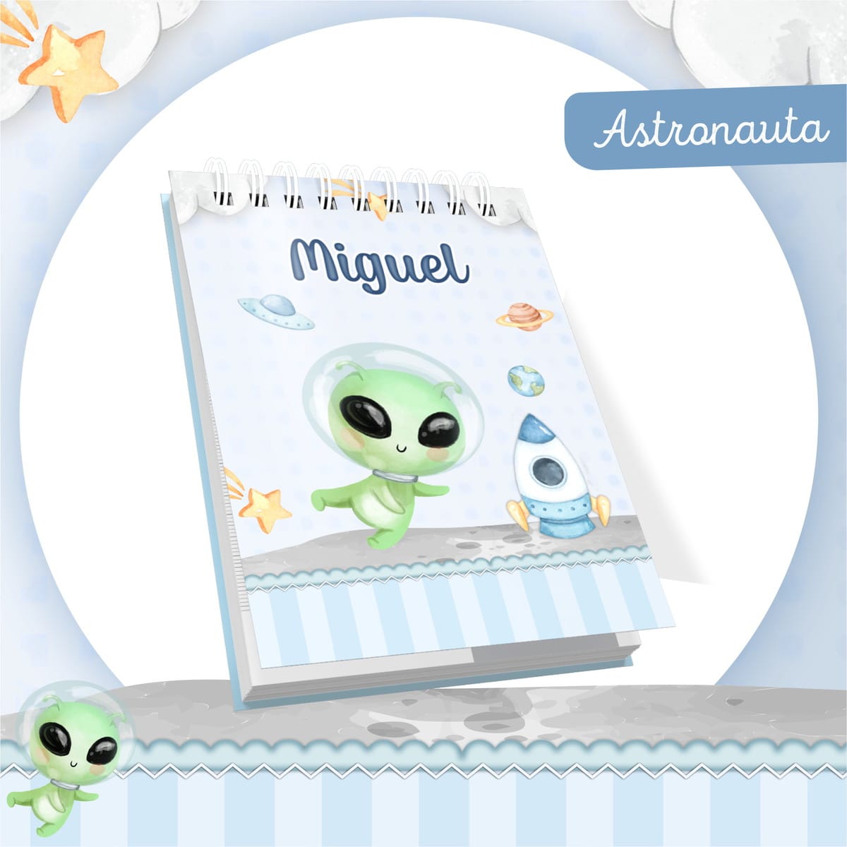 Kit Digital Bebê Astronauta Aquarela para Encadernação 4 Kit Digital Bebê Astronauta Aquarela para Encadernação - Imagem 4
