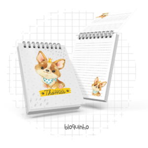 Dois bloquinhos de anotações com capa ilustrada de cachorrinho fofo.