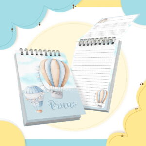 kit digital bloquinho a6 tema balao menino personalizavel