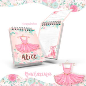 kit digital bloquinho anotacoes bailarina para personalizar