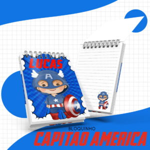 kit digital bloquinho anotacoes capitao america bebe