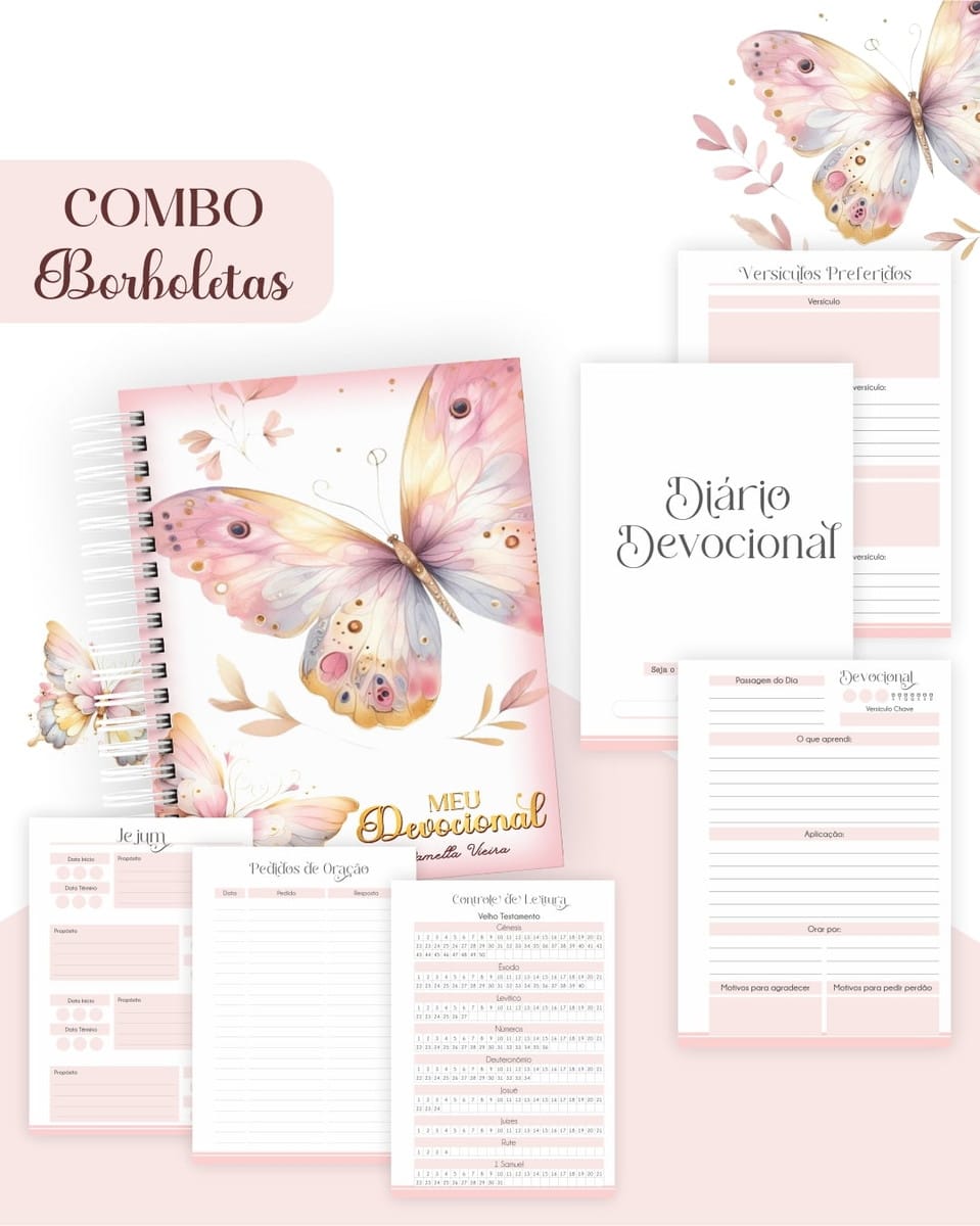 Kit Digital Borboletas para Encadernação e Devocionais 3 Kit Digital Borboletas para Encadernação e Devocionais - Imagem 3