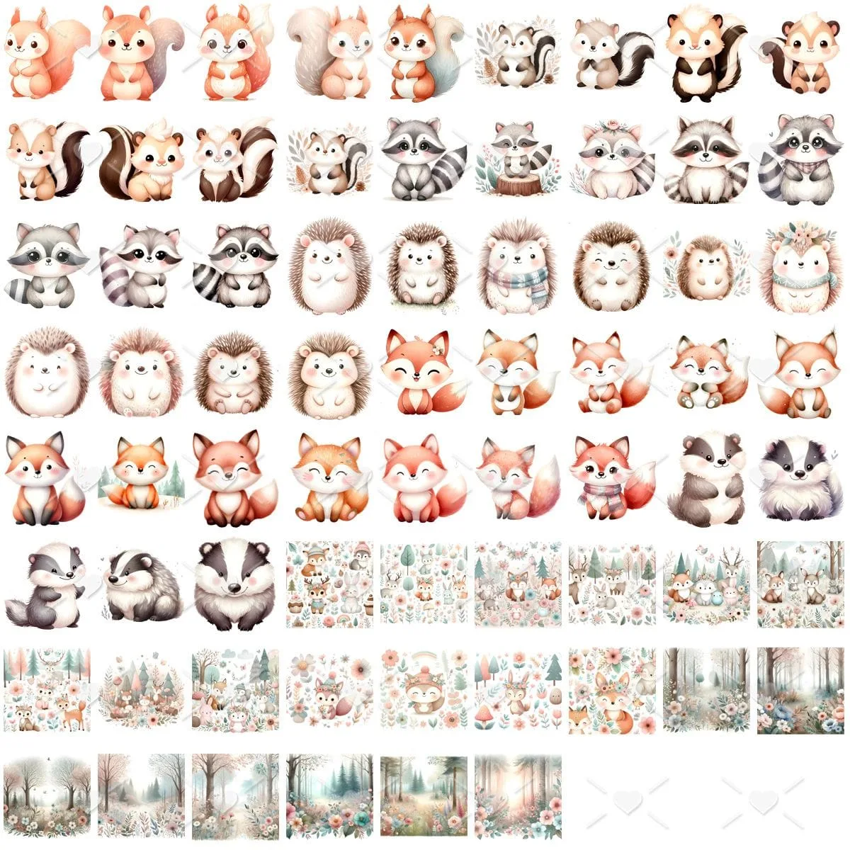 Kit Digital Bosque Encantado Baby Png Ilustracoes 3d Fofo