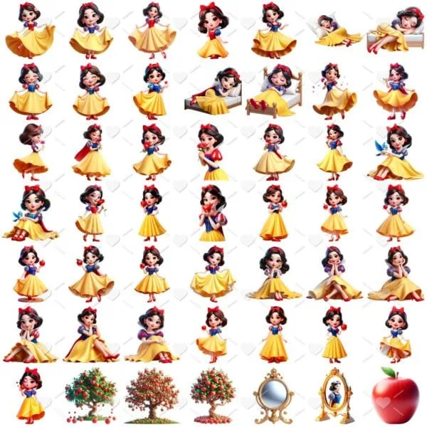 Kit Digital Branca de Neve e Os Sete Anões 3D Cute Fofo