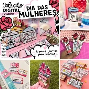 Coleção digital de lembranças para o dia das mulheres com embalagens e rótulos personalizados