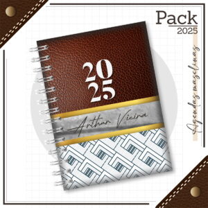 kit digital caderno couro marrom para encadernacao