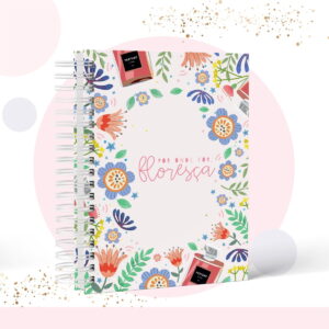 kit digital caderno de frases com capa floral aquarela