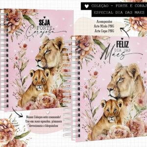 kit digital caderno leoas aquarela para personalizar