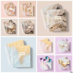 kit digital caderno pautado com capas abstratas