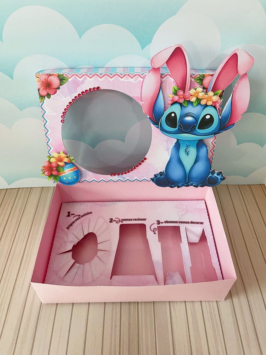 Kit Digital Caixa Mini Confeiteiro Stitch Rosa para Festa 2 Kit Digital Caixa Mini Confeiteiro Stitch Rosa para Festa - Imagem 2