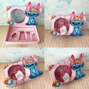 kit digital caixa mini confeiteiro stitch rosa para festa
