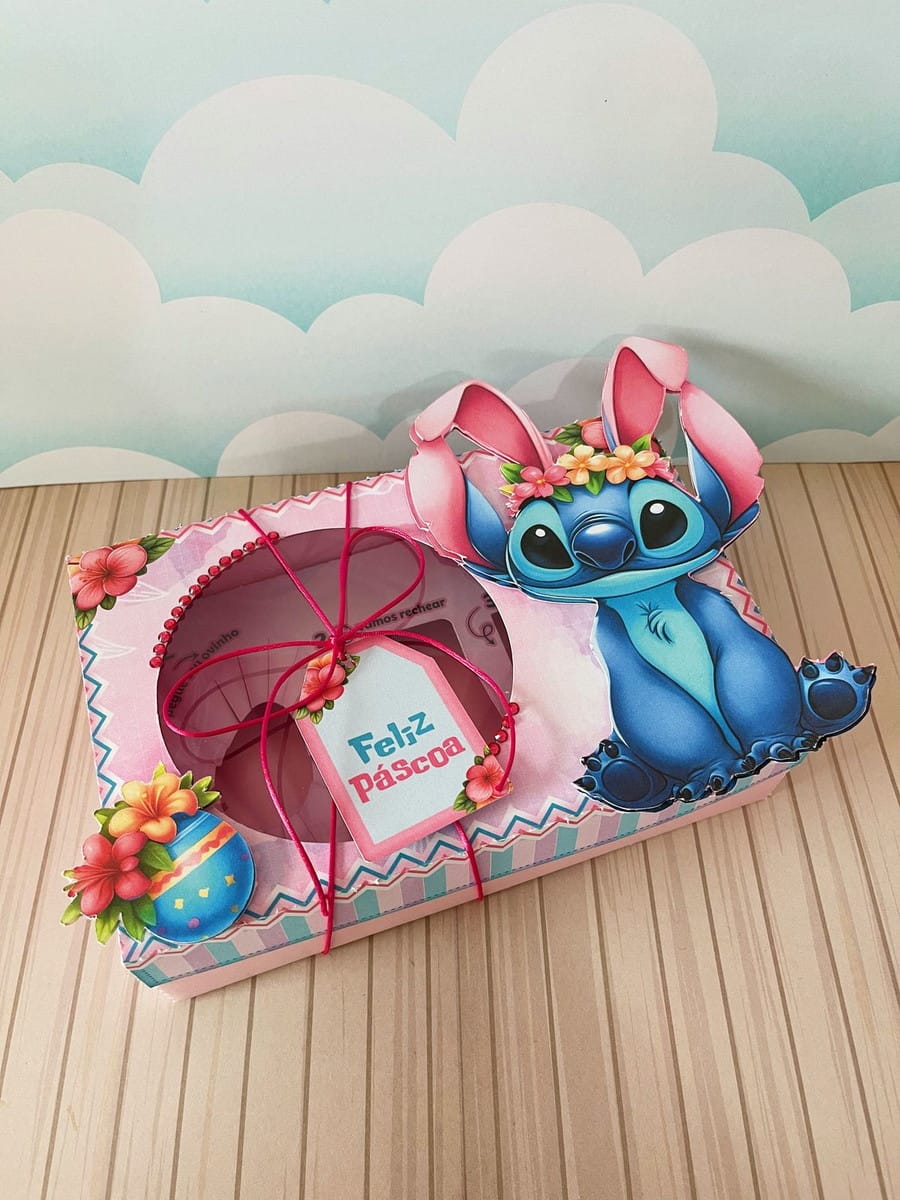Kit Digital Caixa Mini Confeiteiro Stitch Rosa para Festa 4 Kit Digital Caixa Mini Confeiteiro Stitch Rosa para Festa - Imagem 4