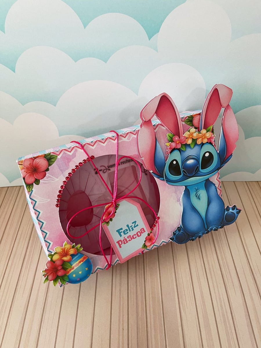 Kit Digital Caixa Mini Confeiteiro Stitch Rosa para Festa 5 Kit Digital Caixa Mini Confeiteiro Stitch Rosa para Festa - Imagem 5