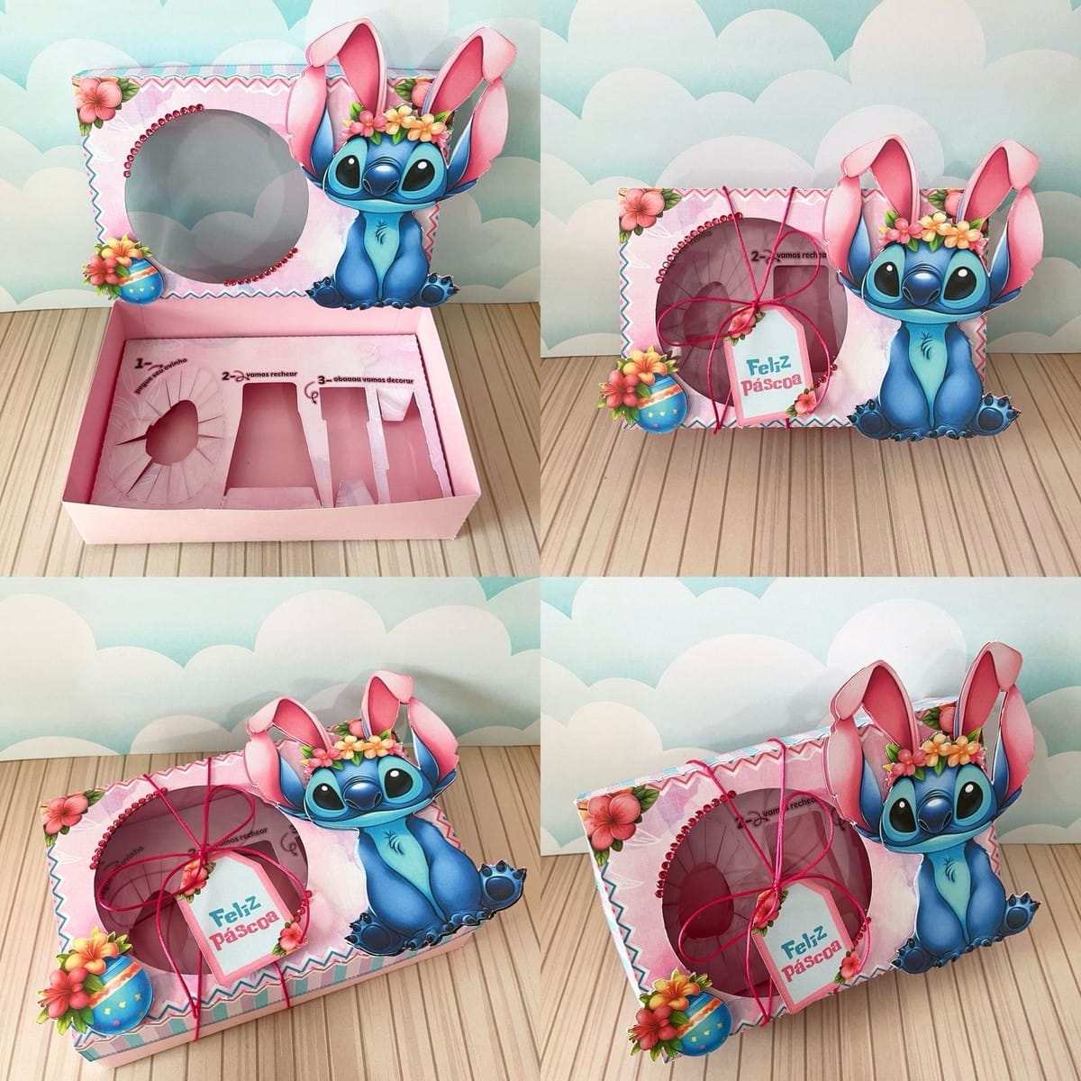 Kit Digital Caixa Mini Confeiteiro Stitch Rosa para Festa 1 Kit Digital Caixa Mini Confeiteiro Stitch Rosa para Festa