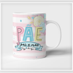 kit digital caneca pae com artes em aquarela floral