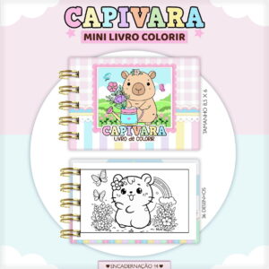kit digital capivara para colorir com papeis decorativos