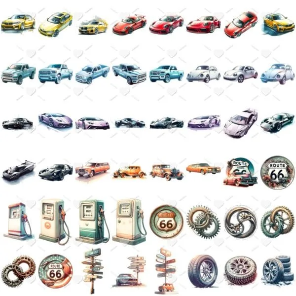 Kit Digital Carros Vintage Mascotinhos Pilotos Baby Png 3d 2