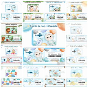 kit digital cartao sus menino com 14 temas fofos