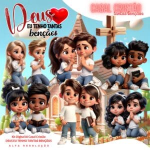 Kit Digital Casal Cristao 3d Cute Fofo Ilustracoes Namorados 2