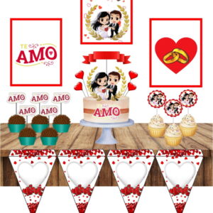 kit digital casamento para studio com topo de bolo e tags