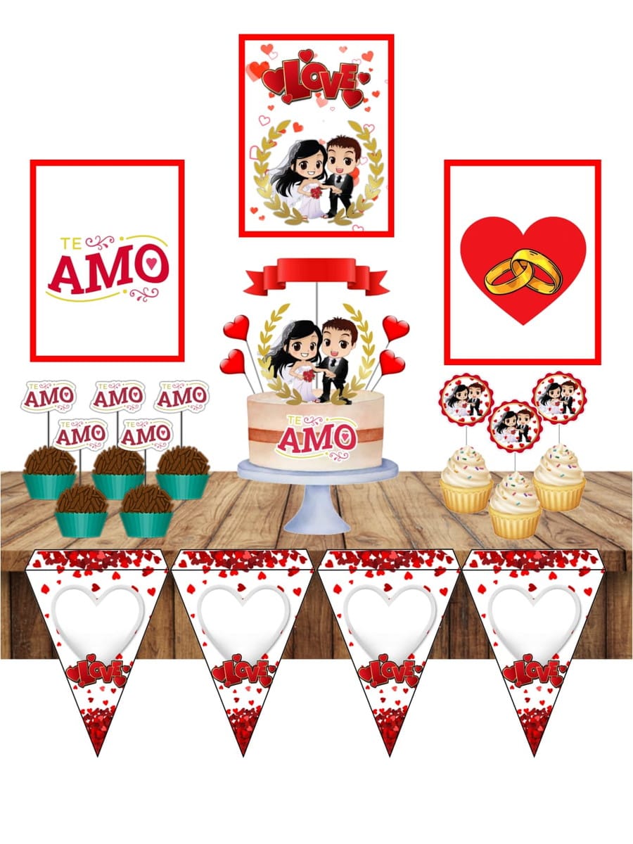 Kit digital casamento para Studio com topo de bolo e tags 1 Kit digital casamento para Studio com topo de bolo e tags