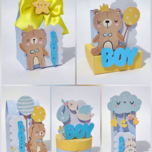 kit digital cha de bebe urso com arquivo studio e pdf
