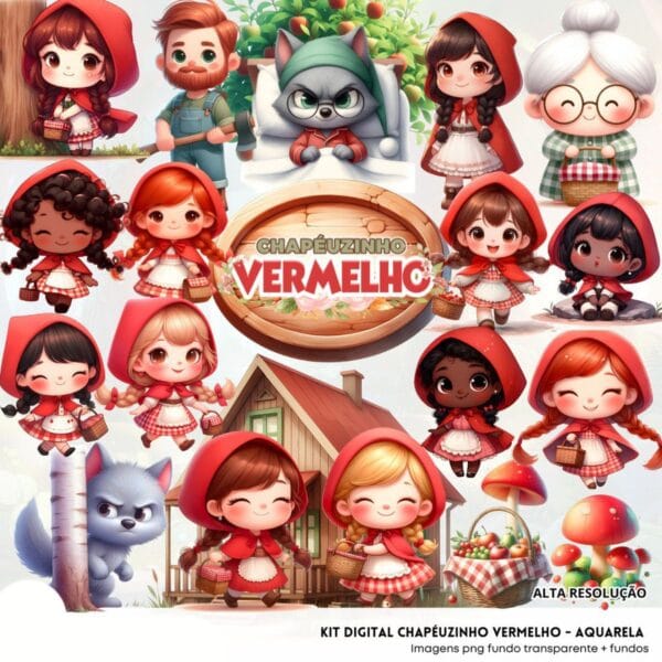 Kit Digital Chapeuzinho Vermelho Baby Png Ilustracoes Fofo 4