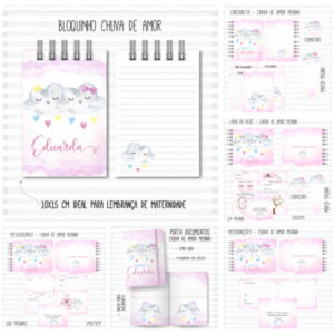 kit digital chuva de amor menina para papelaria