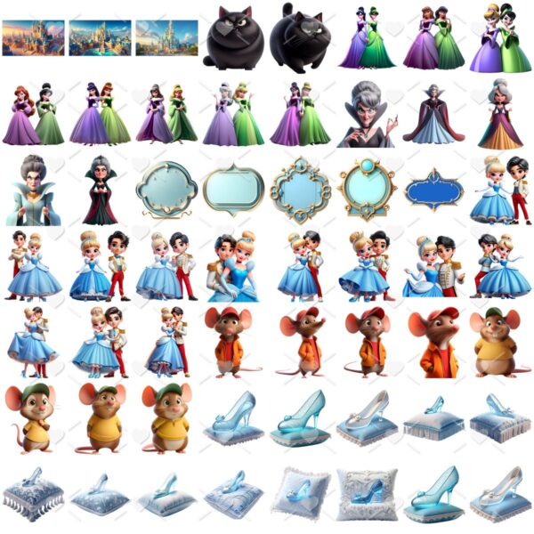 Kit Digital Cinderela Princesa Baby Png Ilustracoes 3d Fofo